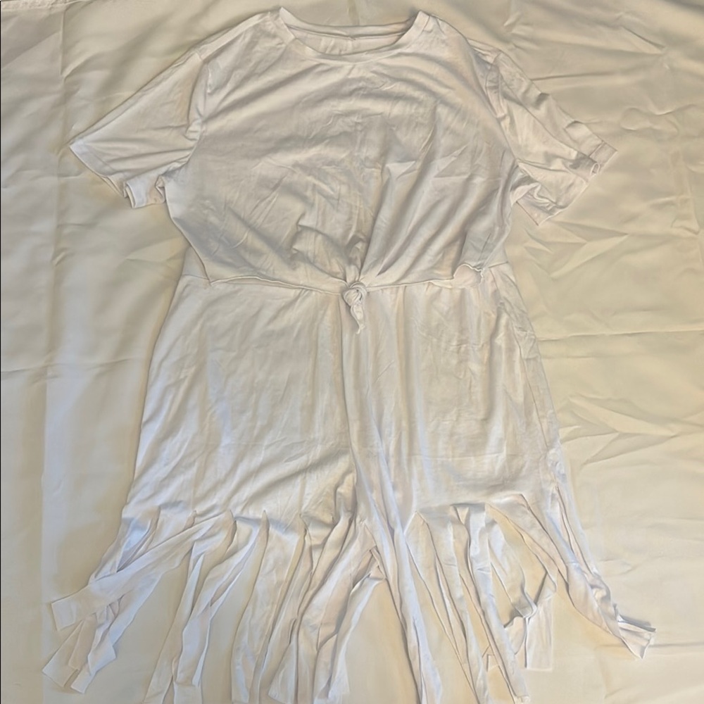 Two Piece Crop Top and Shorts Set White Women XL NWOT